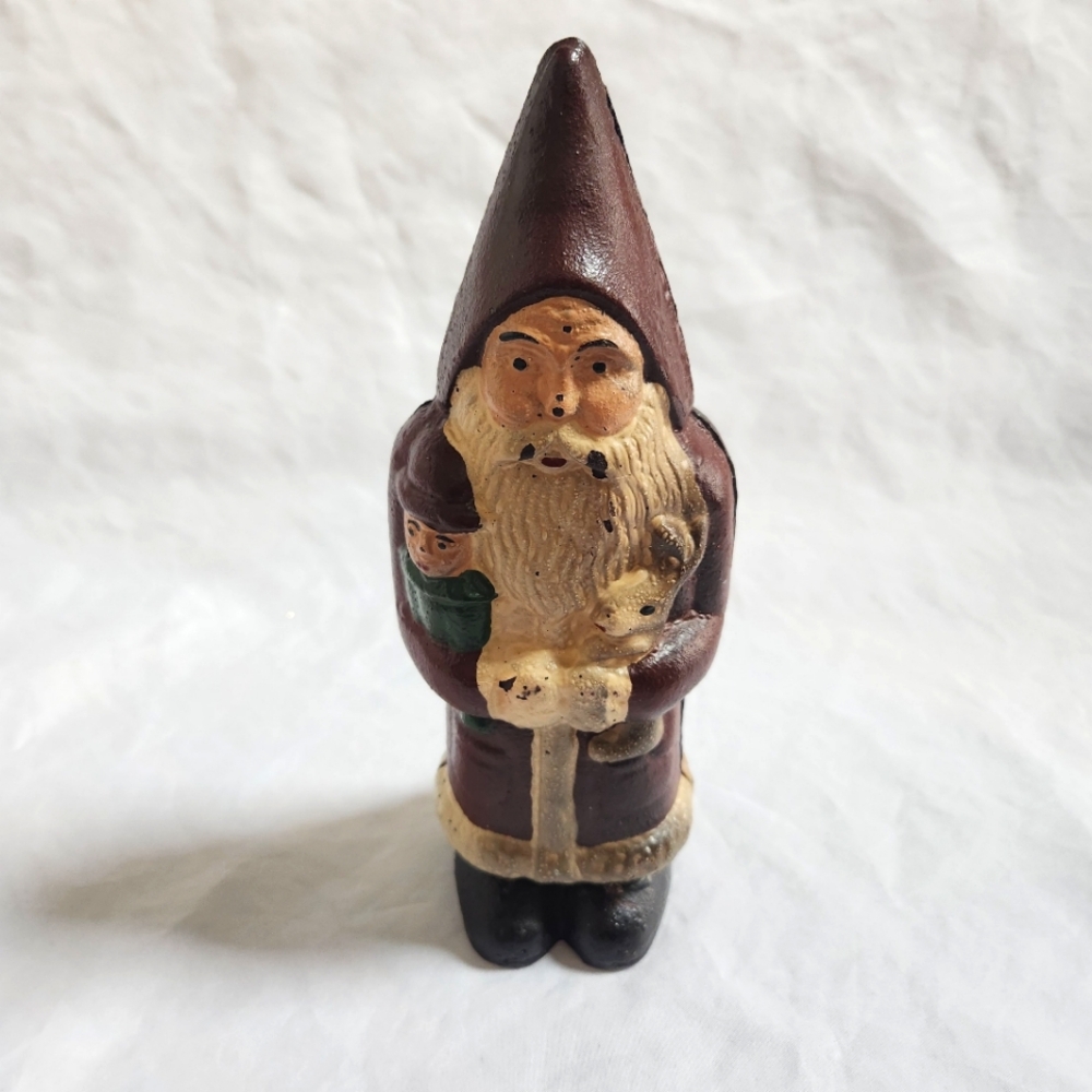 Vintage Cast Iron Santa Claus Piggy Bank Primitive